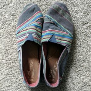 Gray Striped Toms Size 10